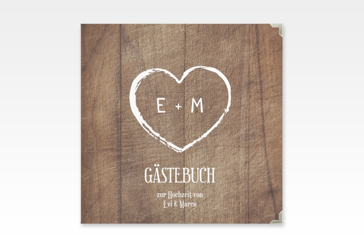 Gästebuch Selection Hochzeit Wood Leinen-Hardcover braun
