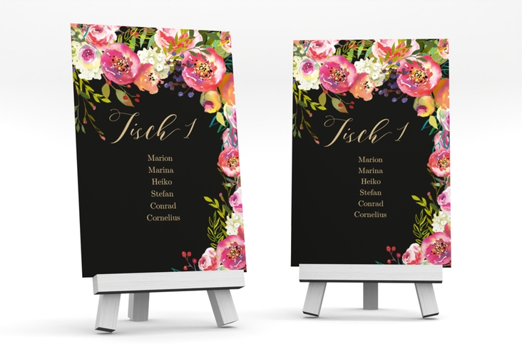 Tischaufsteller Hochzeit Flowerbomb Tischaufsteller schwarz hochglanz