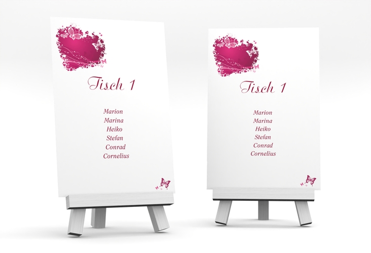 Tischaufsteller Hochzeit Mailand Tischaufsteller pink