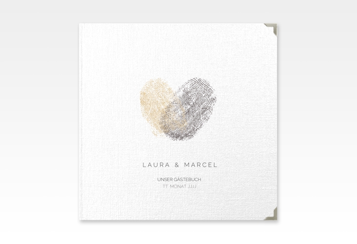 Gästebuch Selection Hochzeit Fingerprint Leinen-Hardcover beige schlicht mit Fingerabdruck-Motiv