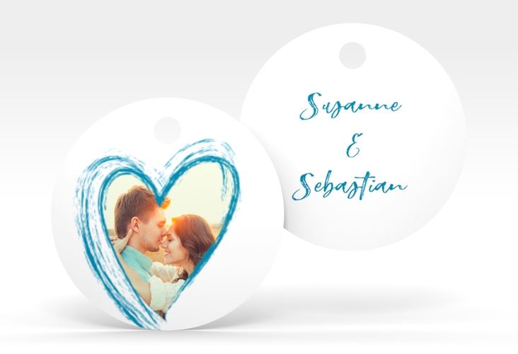 Geschenkanhänger Hochzeit Liebe Geschenkanhänger, rund tuerkis hochglanz