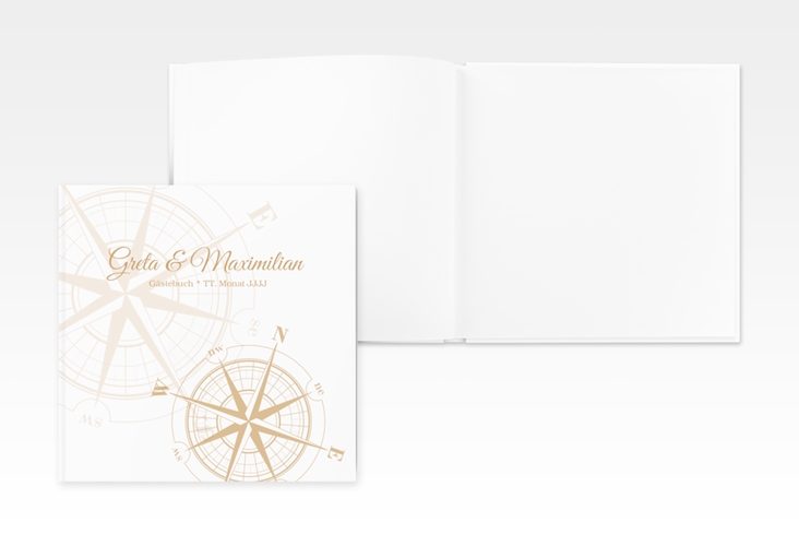 Gästebuch Creation Hochzeit Windrose 20 x 20 cm, Hardcover beige