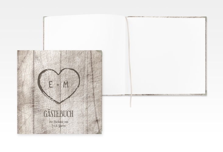 Gästebuch Selection Hochzeit "Wood" Leinen-Hardcover weiss