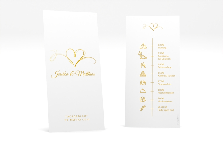 Tagesablauf Hochzeit Envie lange Karte hoch gold