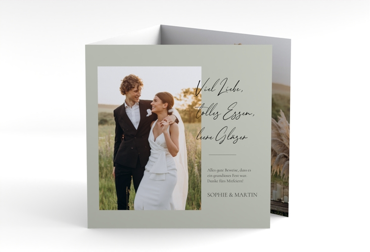 Dankeskarte Hochzeit Liebesbekundung quadr. Doppel-Klappkarte gruen