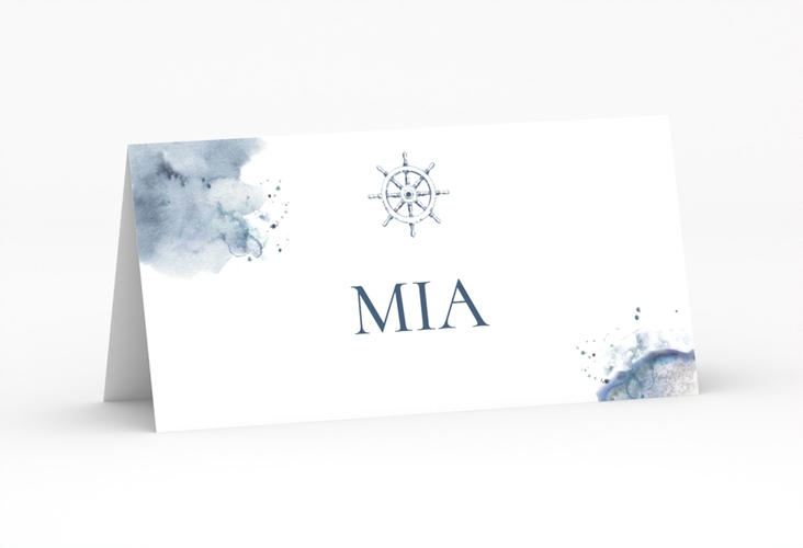 Tischkarte Hochzeit Steuerrad Tischkarten blau in maritimen Blautönen