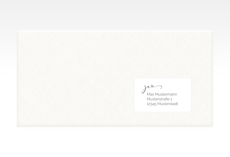 Empfängeretikett Hochzeit Jawort 63,5 x 38,1 mm weiss modern minimalistisch mit veredelter Aufschrift