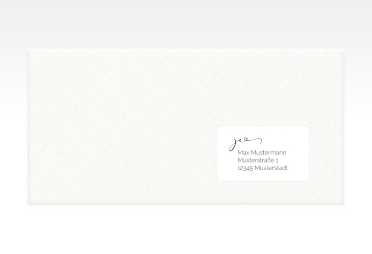 Empfängeretikett Hochzeit Jawort 63,5 x 38,1 mm weiss modern minimalistisch mit veredelter Aufschrift