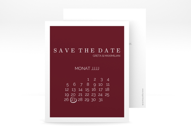 Save the Date-Kalenderblatt Simply Kalenderblatt-Karte rot