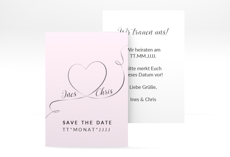 Save the Date-Visitenkarte Dolce Visitenkarte hoch rosa