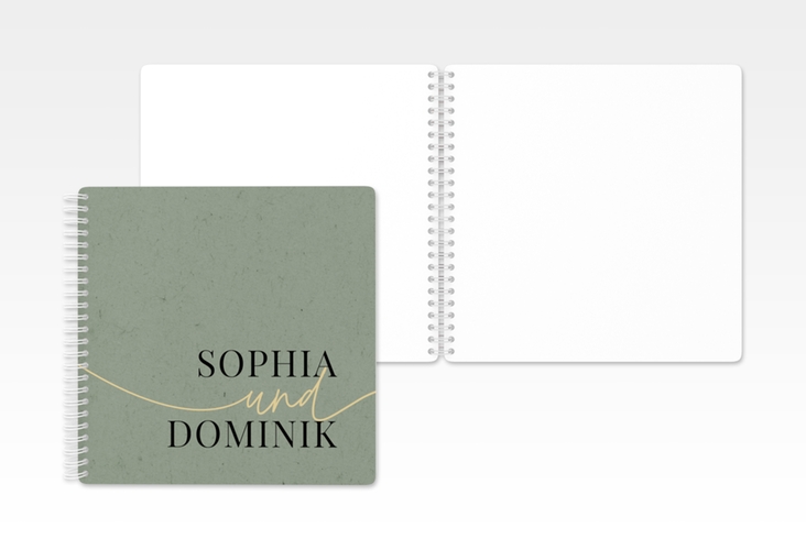 Gästebuch Hochzeit Easy Ringbindung gruen im modernen minimalistischen Design