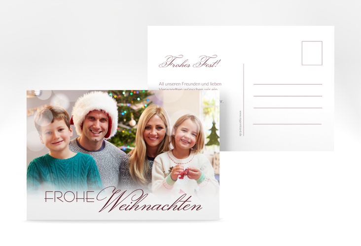 Weihnachtskarte Familienzeit A6 Postkarte rot hochglanz für Weihnachtsgrüße mit Familienfoto