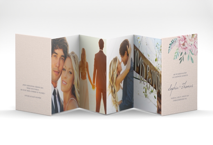 Foto-Leporello Hochzeit Blooming Leporello rosa