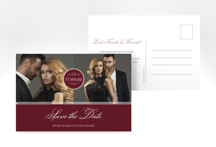 Save the Date-Postkarte Elegancy A6 Postkarte rot