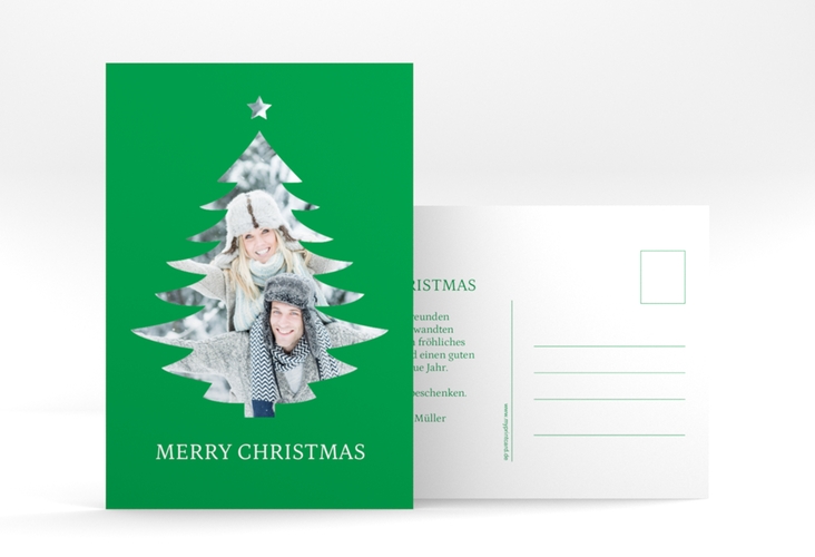 Weihnachtskarte Tanne A6 Postkarte gruen
