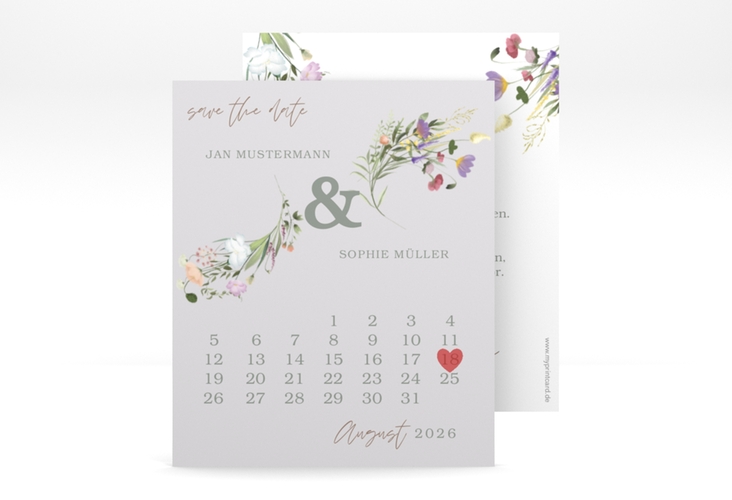 Save the Date-Kalenderblatt Wildblumen Bouquet Kalenderblatt-Karte bunt