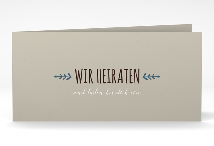 Hochzeitseinladung Eden lange Klappkarte quer blau