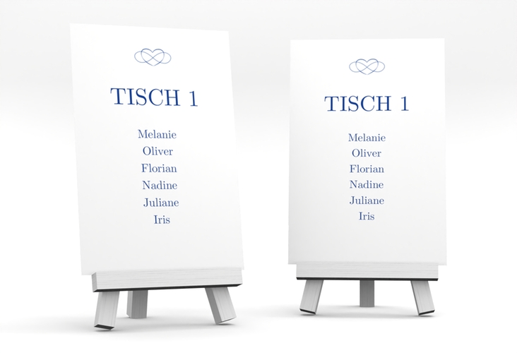 Tischaufsteller Hochzeit Infinity Tischaufsteller blau