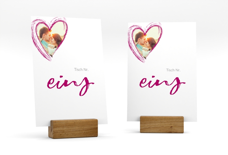 Tischnummer Hochzeit Liebe Tischaufsteller pink
