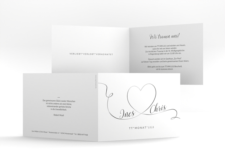 Hochzeitseinladung Dolce A6 Klappkarte quer hochglanz