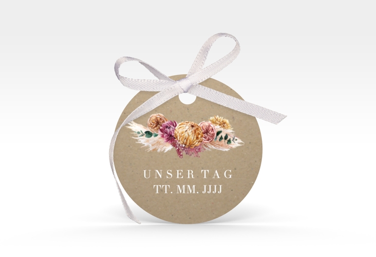Geschenkanhänger Hochzeit Bohochic Geschenkanhänger, rund Kraftpapier