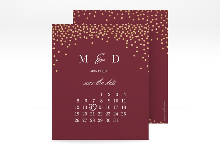 Save the Date-Kalenderblatt Glitter Kalenderblatt-Karte rot hochglanz