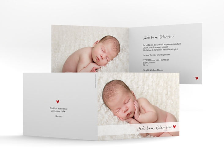 Geburtskarte Zauberhaft A6 Klappkarte quer weiss