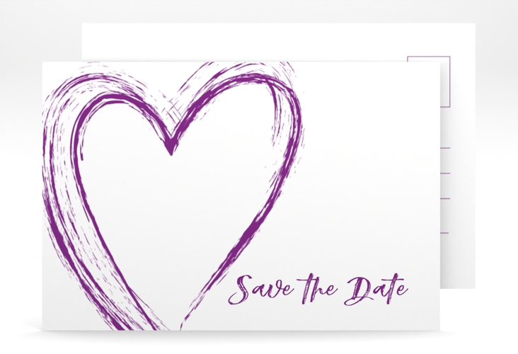Save the Date-Postkarte Liebe A6 Postkarte lila