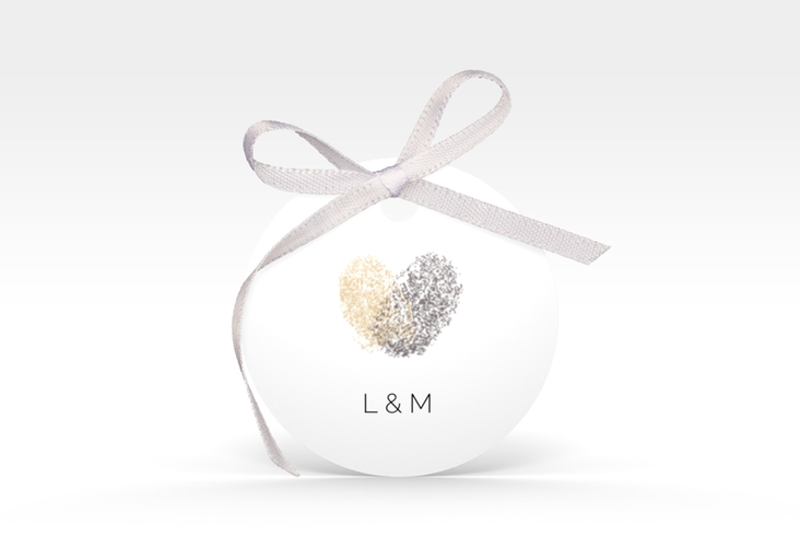 Geschenkanhänger Hochzeit Fingerprint Geschenkanhänger, rund beige hochglanz schlicht mit Fingerabdruck-Motiv