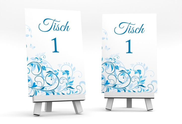 Tischnummer Hochzeit Lilly Tischaufsteller blau