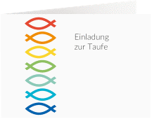 Einladung Taufe Kunterbunt A6 Klappkarte quer weiss