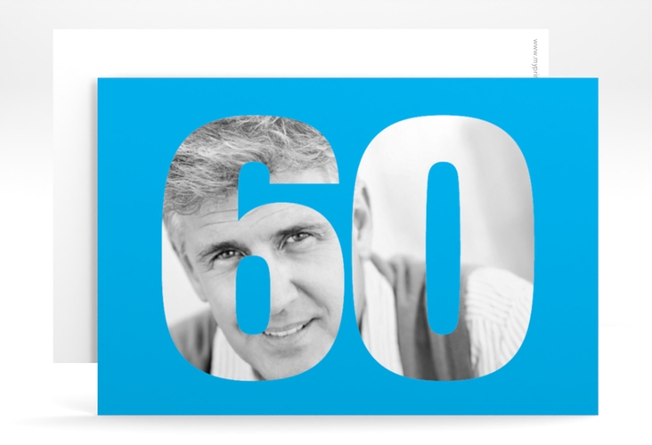 Einladung 60. Geburtstag Numbers A6 Karte quer blau