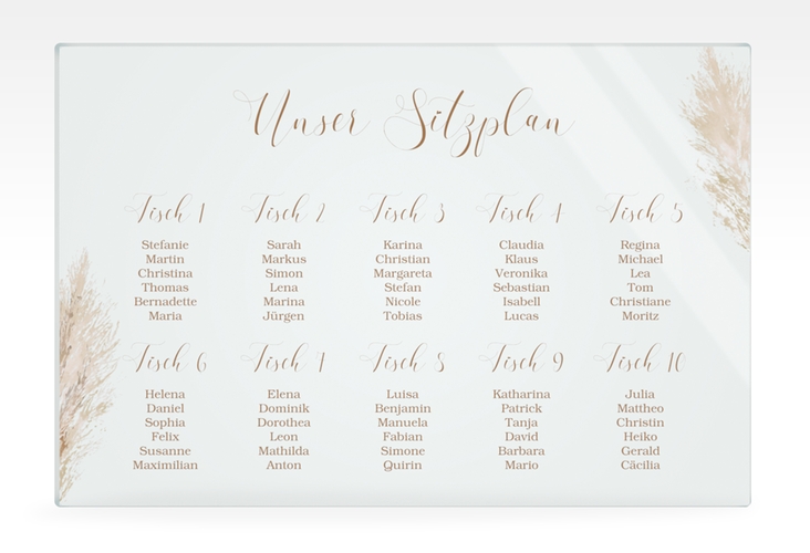 Sitzplan Acryl Hochzeit Pampasgras 60 x 40 cm Acryl