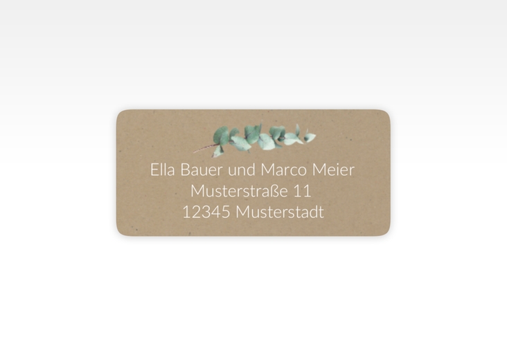 Absenderetikett Hochzeit Silverleaf 45,7 x 21,2 mm Kraftpapier mit Eukalyptus-Zweig