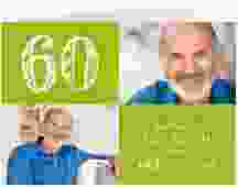 Einladung 60. Geburtstag Lebensfreude A6 Klappkarte quer gruen