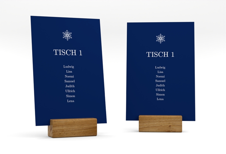 Tischaufsteller Hochzeit Crystal Tischaufsteller blau hochglanz mit Eiskristall