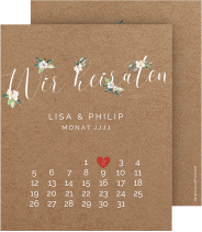 Klick: Details zu Save the Date-Kalenderblatt "Inlove" anzeigen Save the Date-Kalenderblatt Inlove Kalenderblatt-Karte kraftpapier