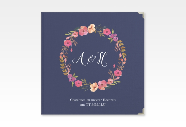Gästebuch Selection Hochzeit Fiore Leinen-Hardcover blau