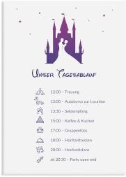 Klick: Details zu Tagesablauf Leinwand Hochzeit "Castle" anzeigen Tagesablauf Leinwand Hochzeit Castle 50 x 70 cm Leinwand lila