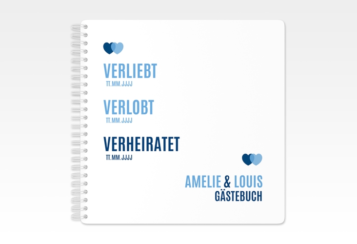 Gästebuch Hochzeit Couple Ringbindung blau