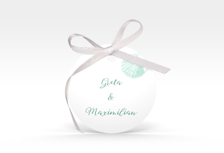 Geschenkanhänger Hochzeit Muschelreich Geschenkanhänger, rund mint