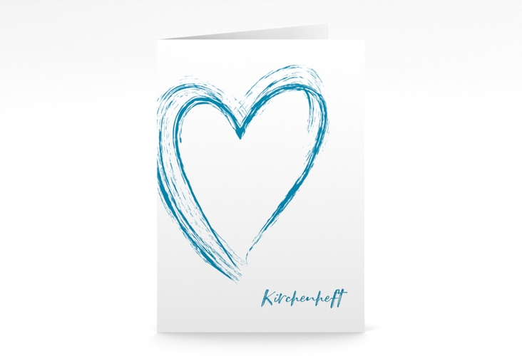 Kirchenheft Hochzeit Liebe A5 Klappkarte hoch tuerkis