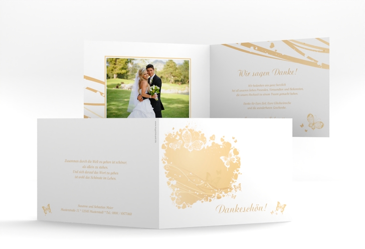 Danksagungskarte Hochzeit Mailand A6 Klappkarte quer beige