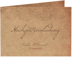 Klick: Details zu Hochzeitseinladung "Fairytale" anzeigen Hochzeitseinladung "Fairytale" A6 Klappkarte Quer braun