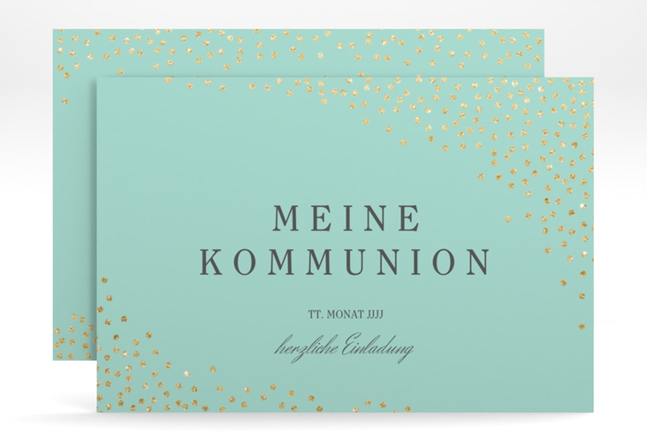 Einladung Kommunion Glanzvoll A6 Karte quer mint