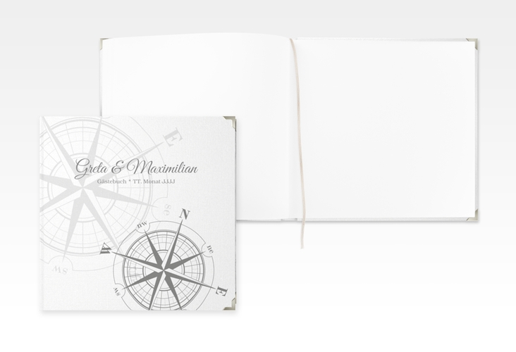 Gästebuch Selection Hochzeit Windrose Leinen-Hardcover grau