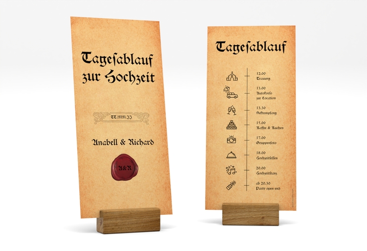 Tagesablauf Hochzeit Mittelalter lange Karte hoch