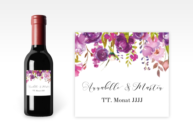 Piccoloetikett Hochzeit Violett Etikett Piccolo weiss
