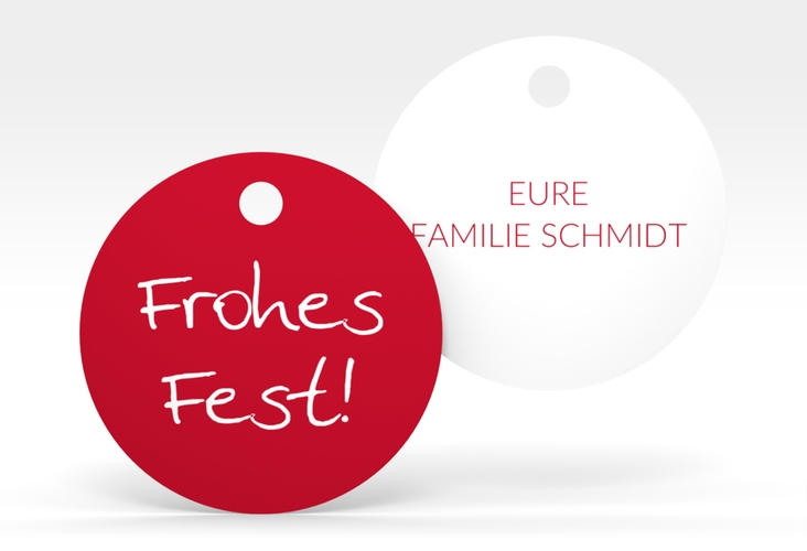 Geschenkanhänger Weihnachten Joy Geschenkanhänger, rund weiss hochglanz