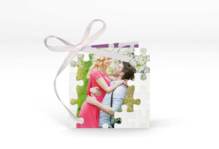 Geschenkanhänger Hochzeit Puzzle Geschenkanhänger 10er Set lila hochglanz